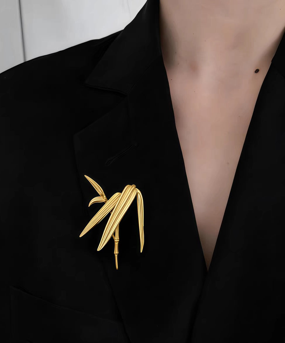 Chic Gold Metal Overgild Bamboo Joint Brooches