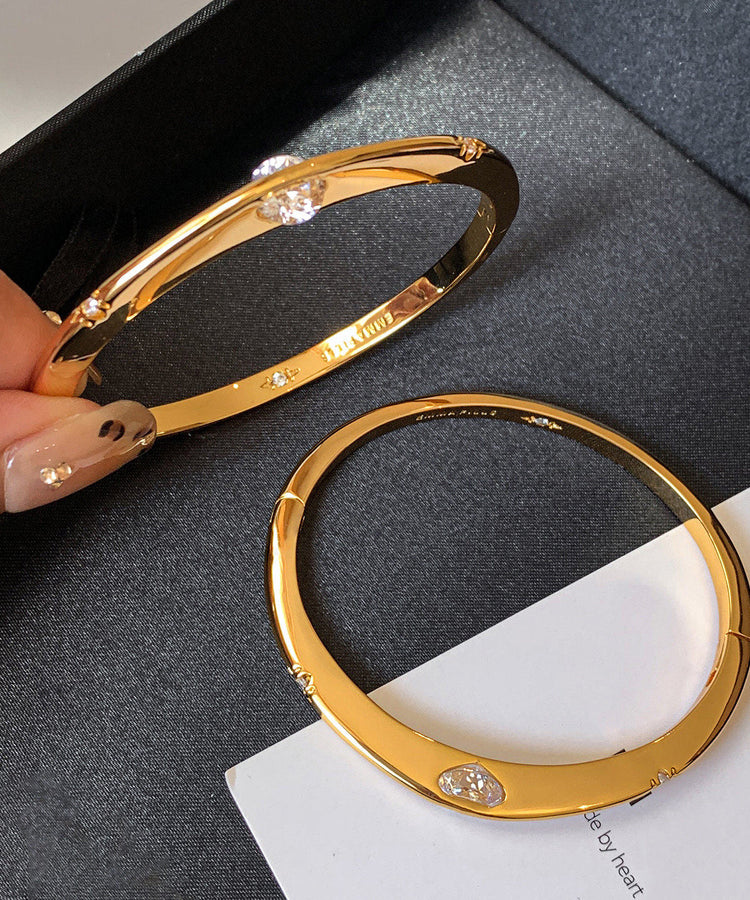 Chic Golden Zircon Rotatable Tungsten Steel Bangle - Omychic