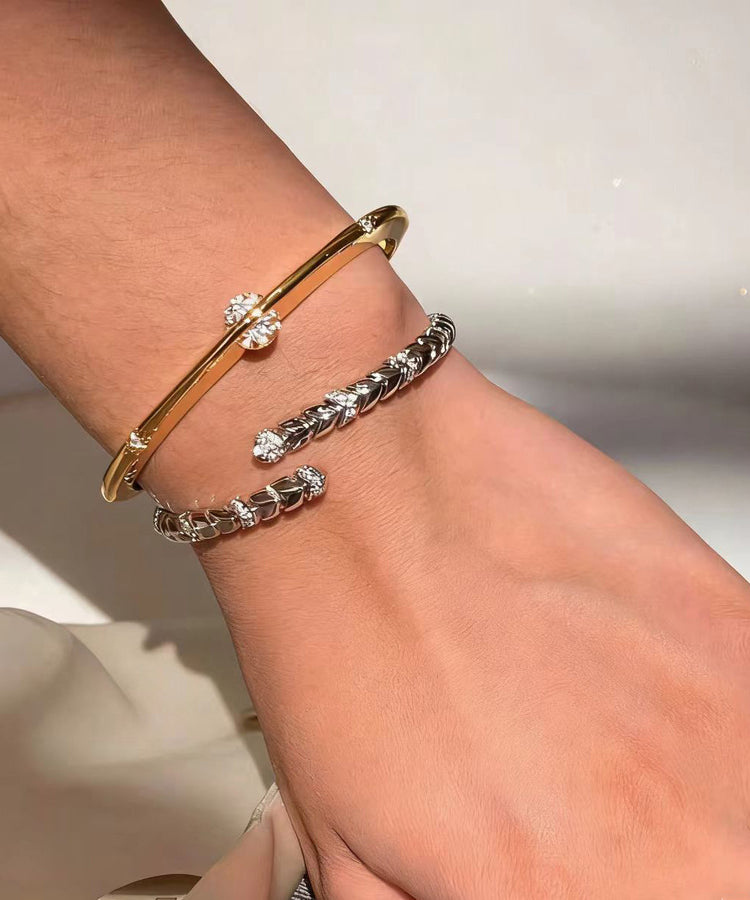 Chic Golden Zircon Rotatable Tungsten Steel Bangle - Omychic