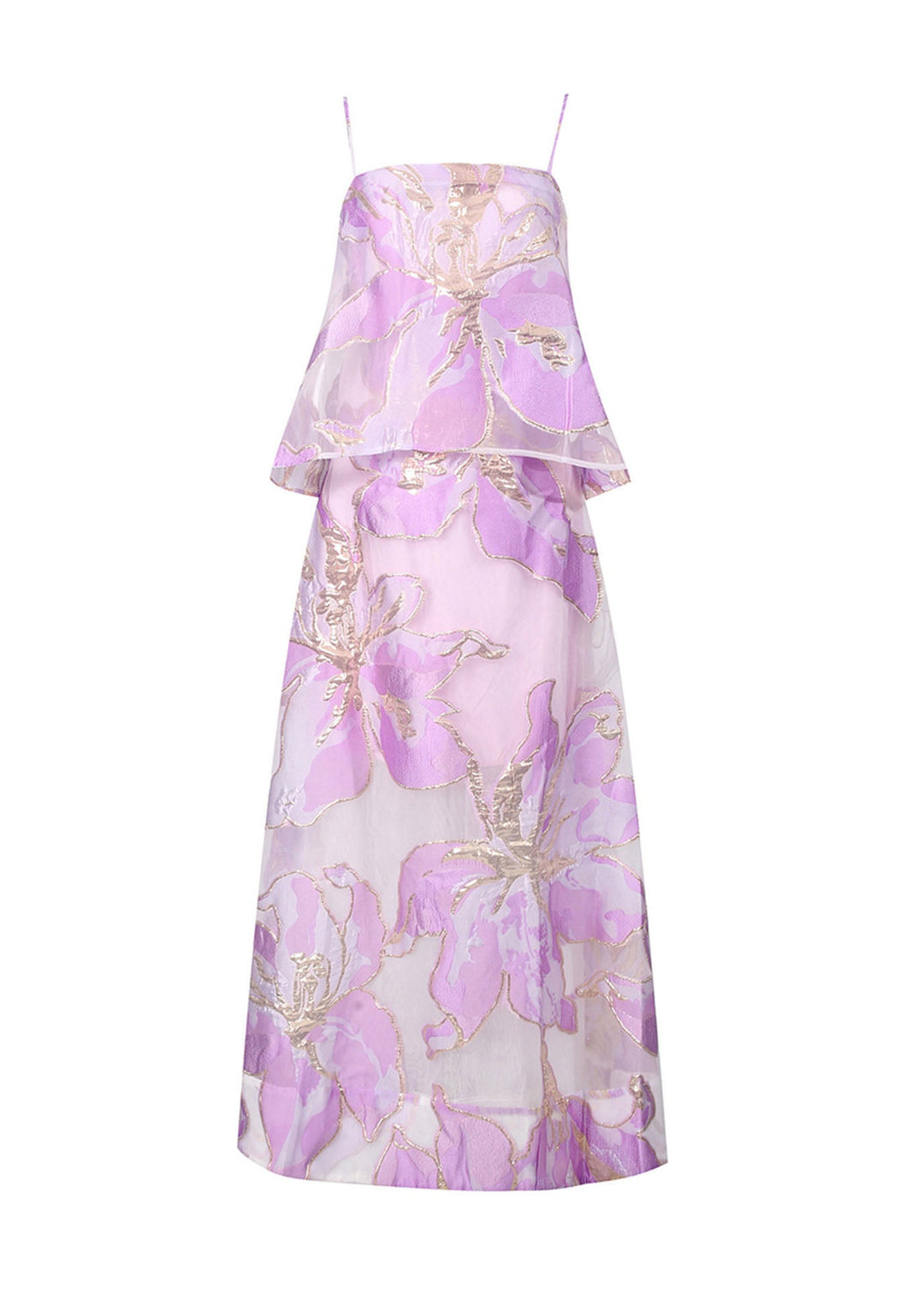 Chic Green Print Chiffon Spaghetti Strap Dress Summer