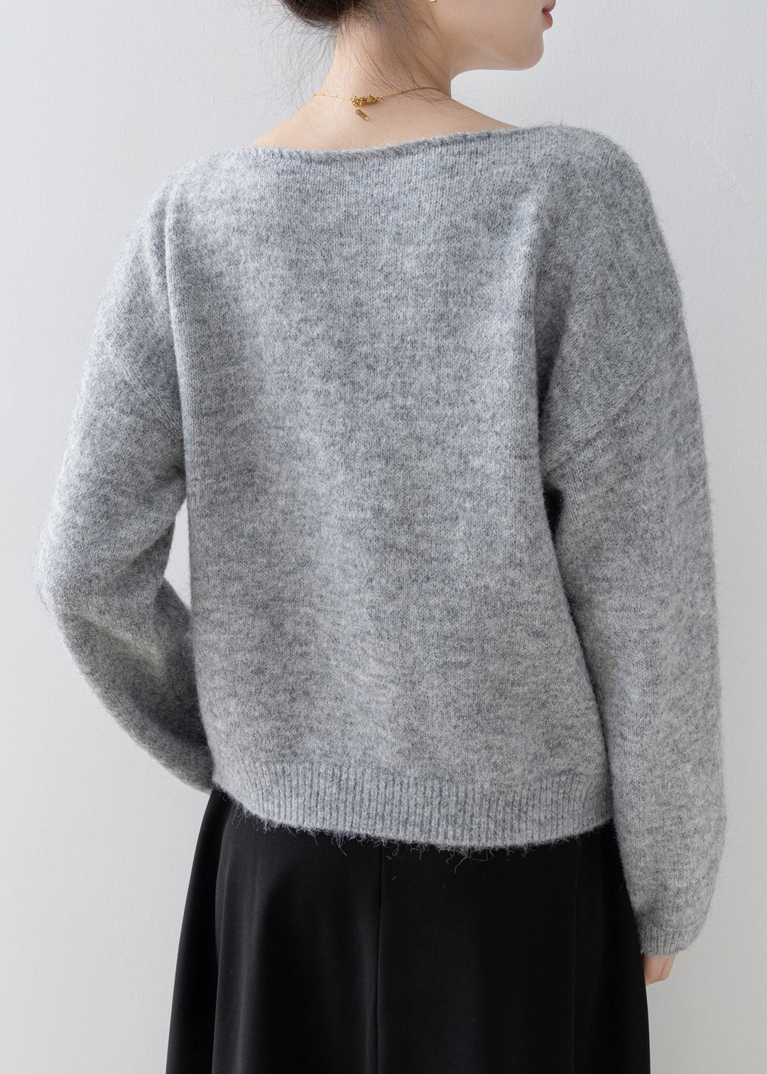 Chic Grey O Neck Floral Sequins Knitted Sweaters Spring