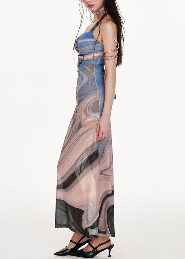 Chic Grey One Shoulder Patchwork Tulle Dress Sleeveless