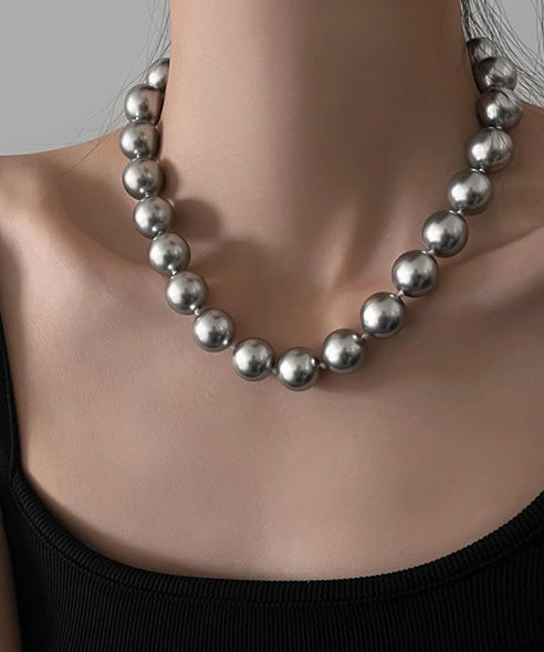 Chic Grey Pearl Original Design Collar Necklace - Omychic