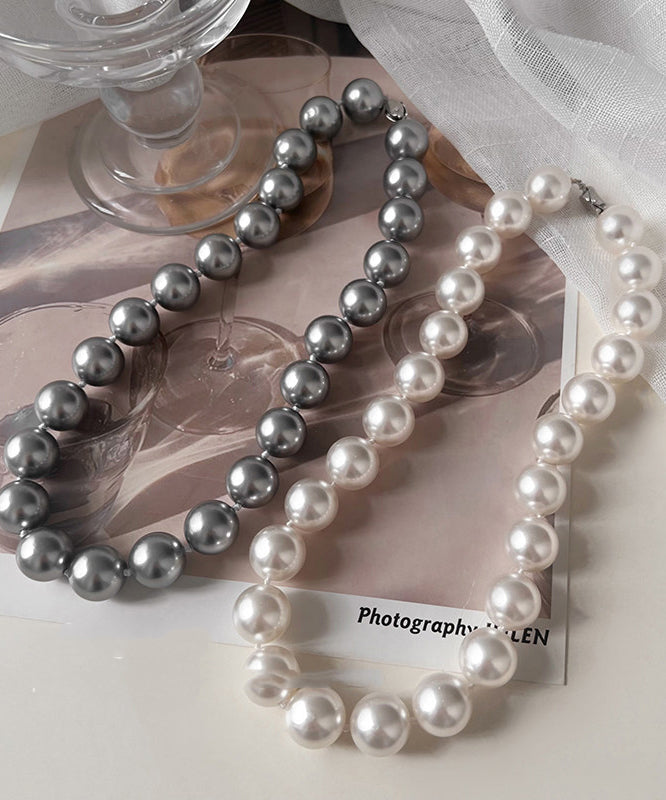 Chic Grey Pearl Original Design Collar Necklace - Omychic