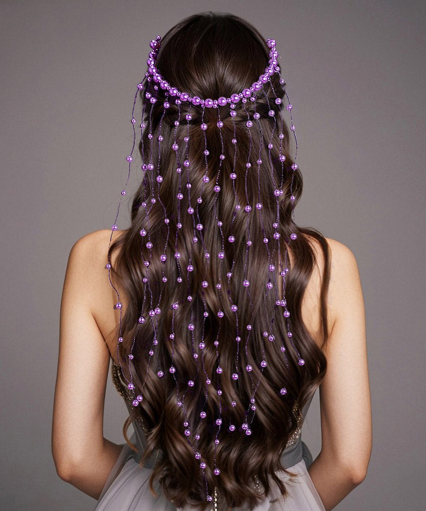 Chic Handmade Purple Pearl Tassel HairPiece