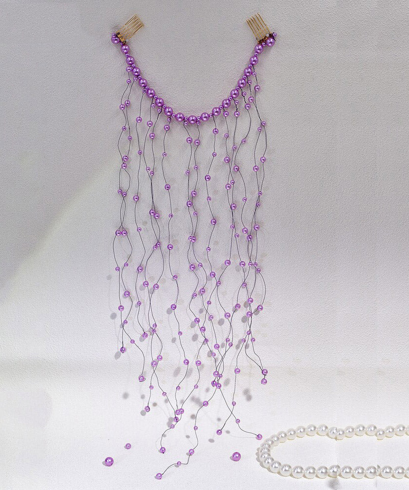 Chic Handmade Purple Pearl Tassel HairPiece