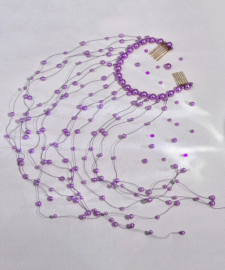 Chic Handmade Purple Pearl Tassel HairPiece