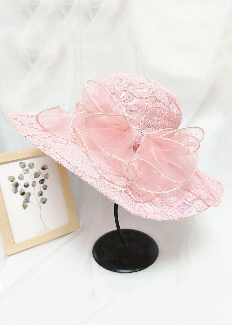 Chic Khaki Lace Bow Tulle Floppy Sun Hat