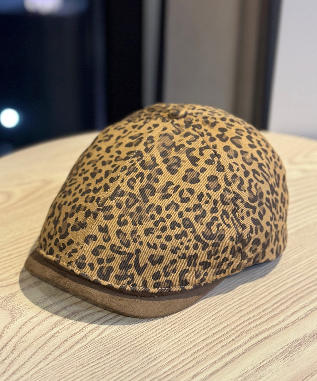 Chic Khaki Leopard Print Cotton Breton Hat