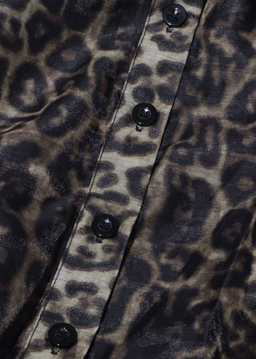 Chic Leopard Peter Pan Collar Tie Waist Chiffon Shirt Dresses Spring
