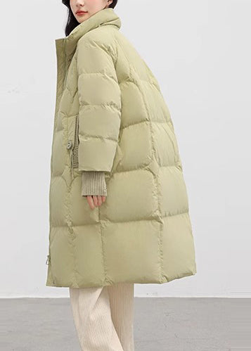 Chic Light Green Oversized With Scarf Duck Down Puffer Jacket Winter