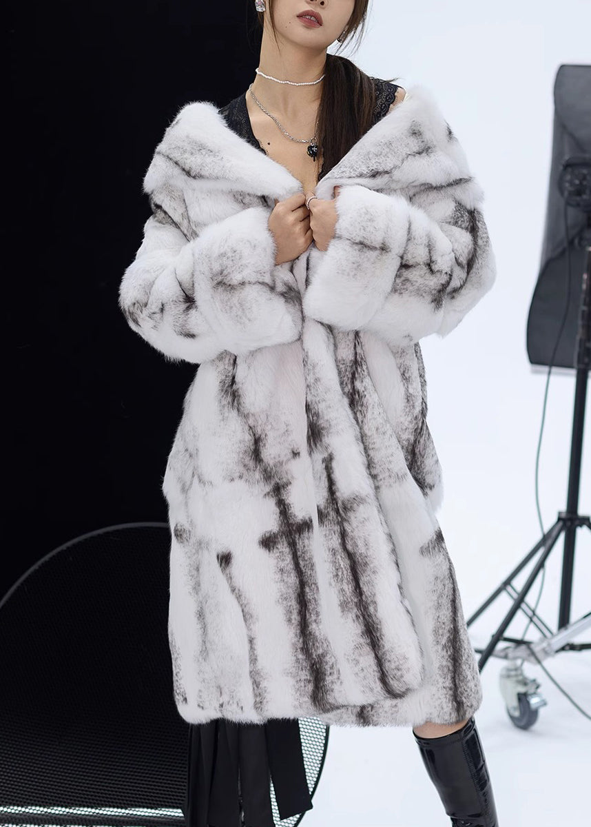 Chic Light Yellow Peter Pan Collar Rabbit Fuzzy Fur Coat Winter