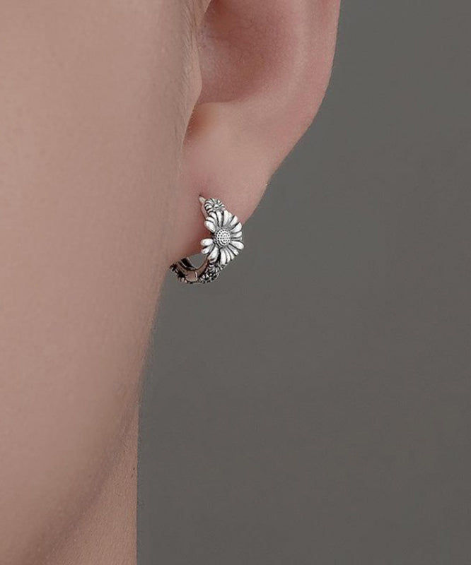 Chic Men Silk Copper Little Daisy Hoop Earrings