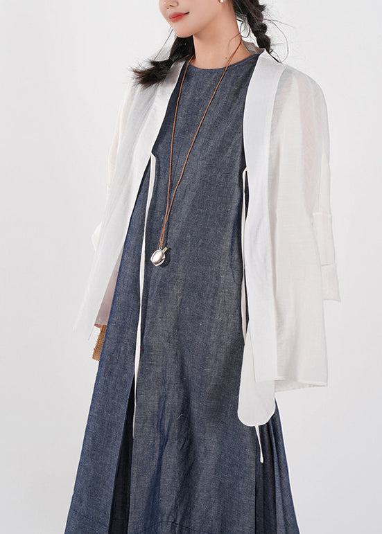 Chic Navy Oversized Cotton Vacation Dresses Sleeveless