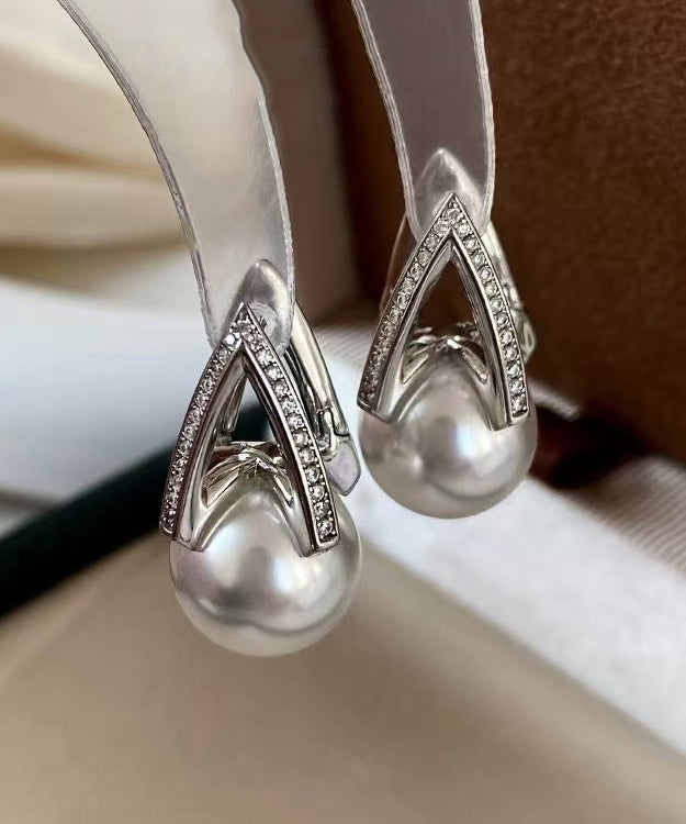 Chic Pearl Zircon Luxury Silver Stud Earrings
