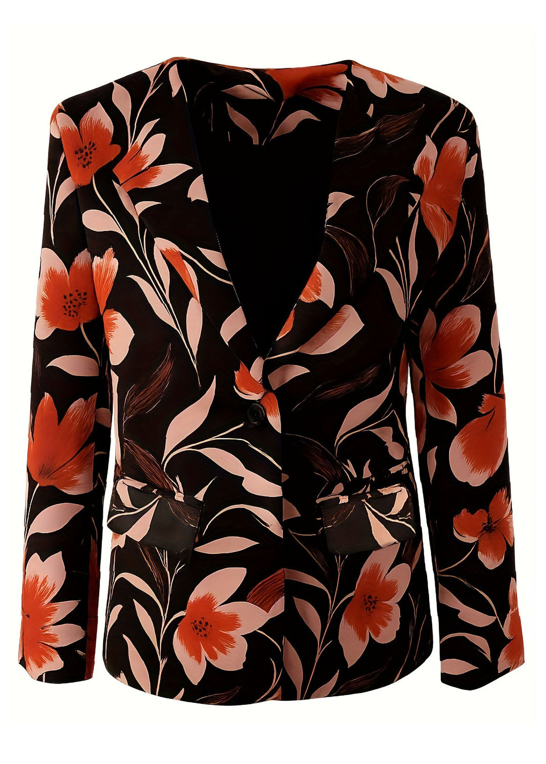 Chic Peter Pan Collar Print Satin Suit Coat Fall