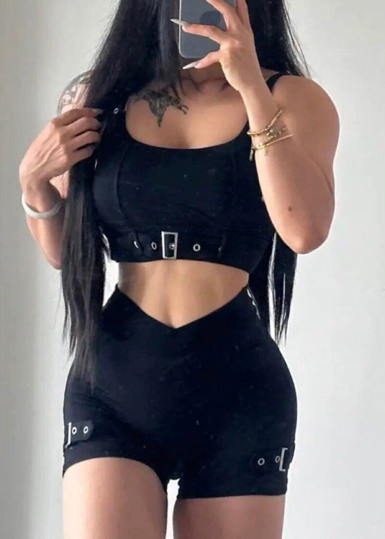 Chic Pink Butt Scrunch Sports Bra And Leggings Set Suit