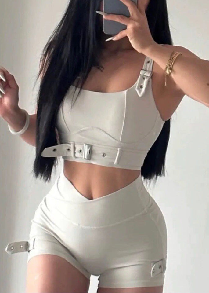 Chic Pink Butt Scrunch Sports Bra And Leggings Set Suit