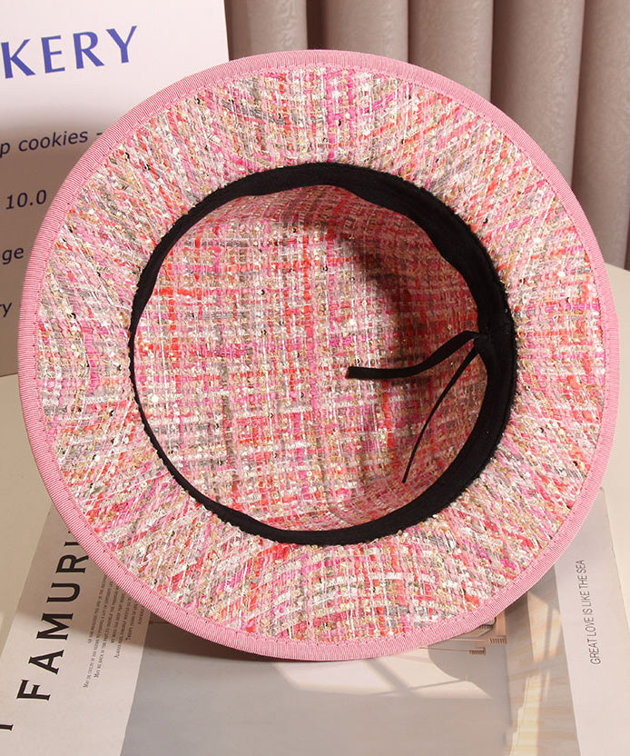 Chic Pink Pearl Jacquard Cloche Hat