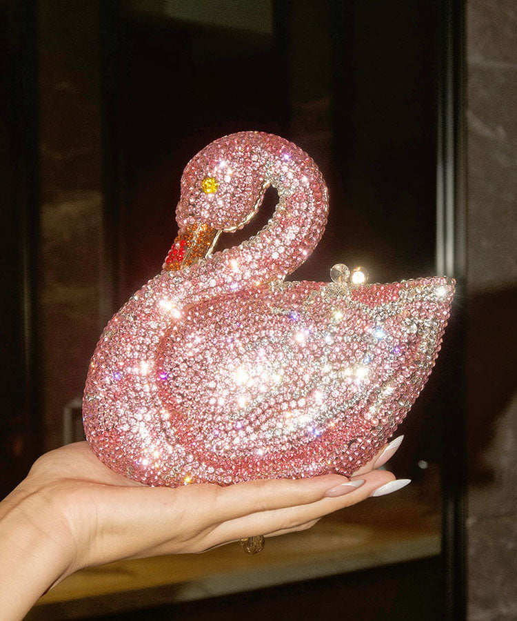 Chic Pink Zircon Mini Shiny Handheld Crossbody Bag
