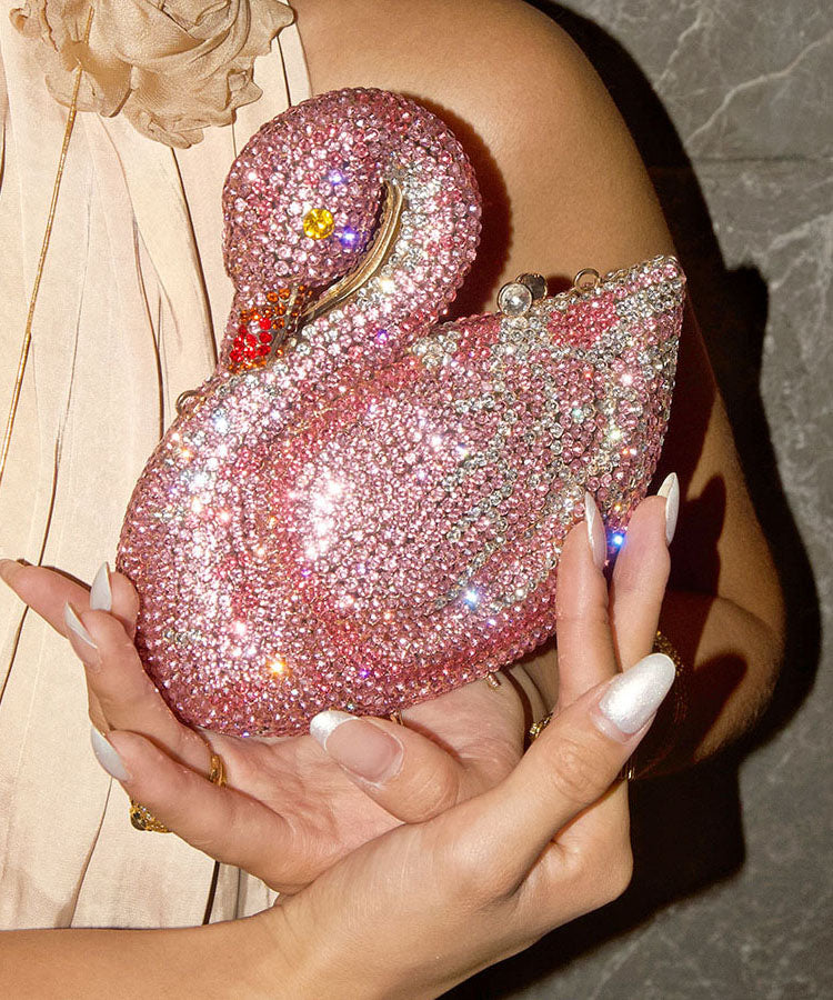 Chic Pink Zircon Mini Shiny Handheld Crossbody Bag