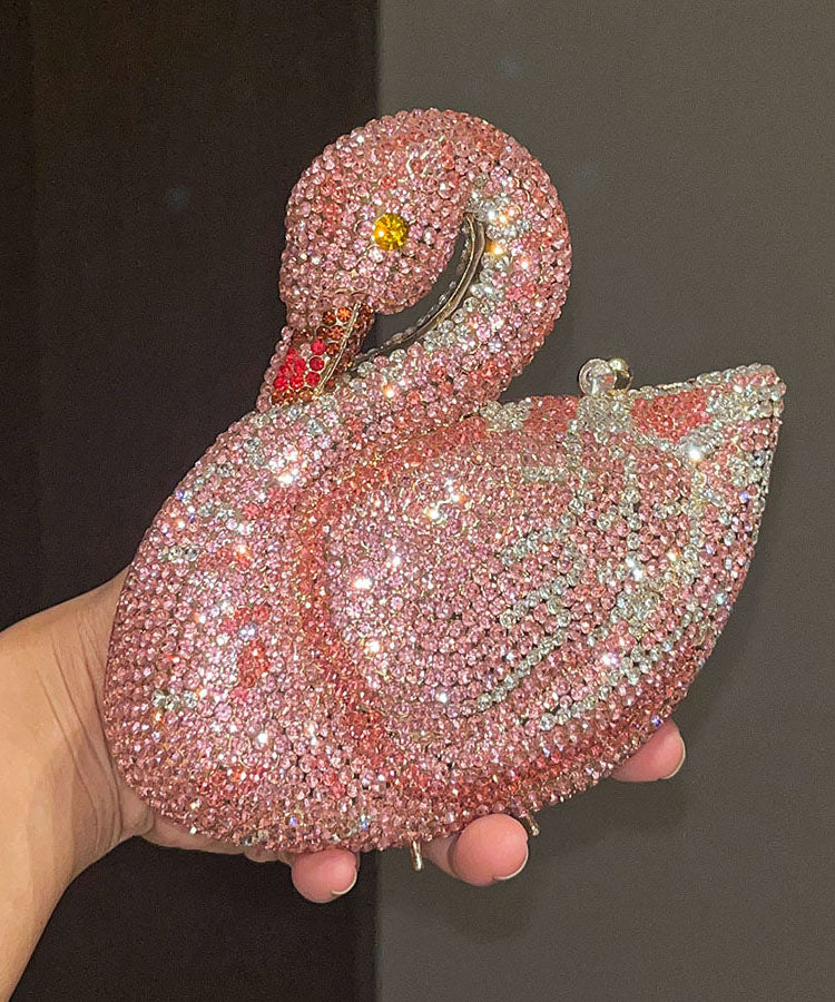 Chic Pink Zircon Mini Shiny Handheld Crossbody Bag