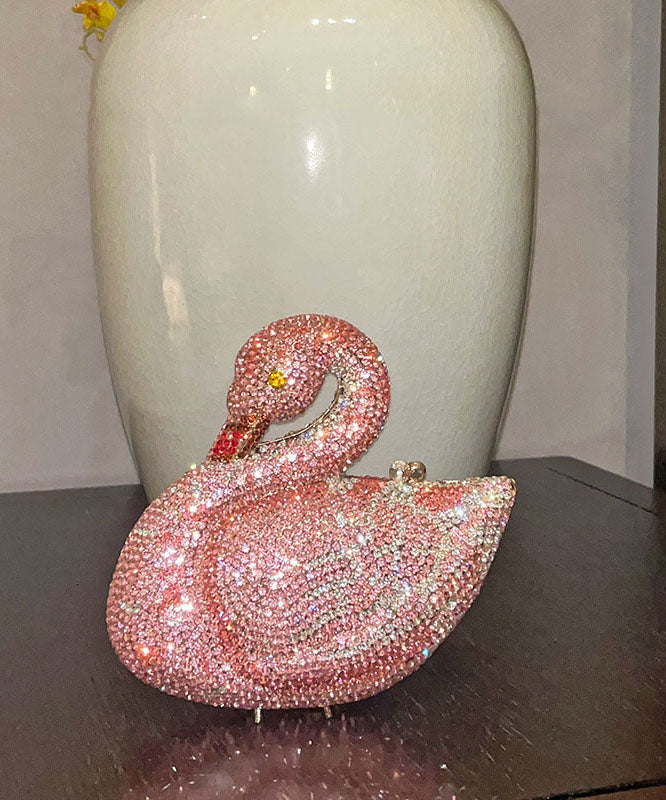 Chic Pink Zircon Mini Shiny Handheld Crossbody Bag