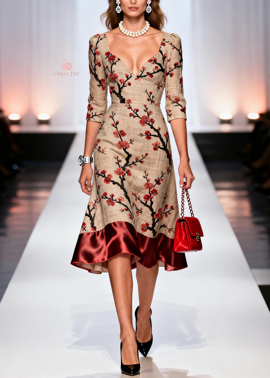 Chic Print Patchwork Linen Silk Long Dresses Summer