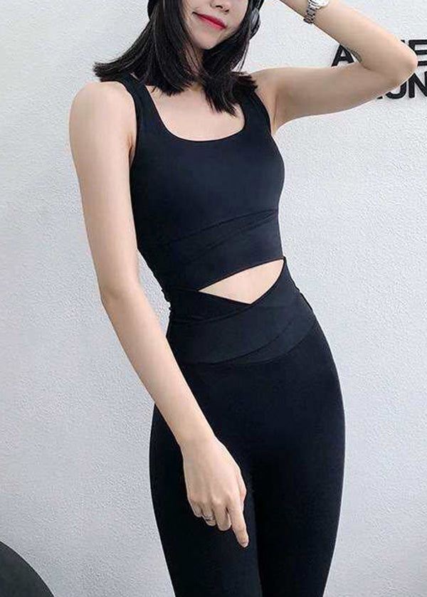 Chic Purple Backless Sports Bra Tank Top