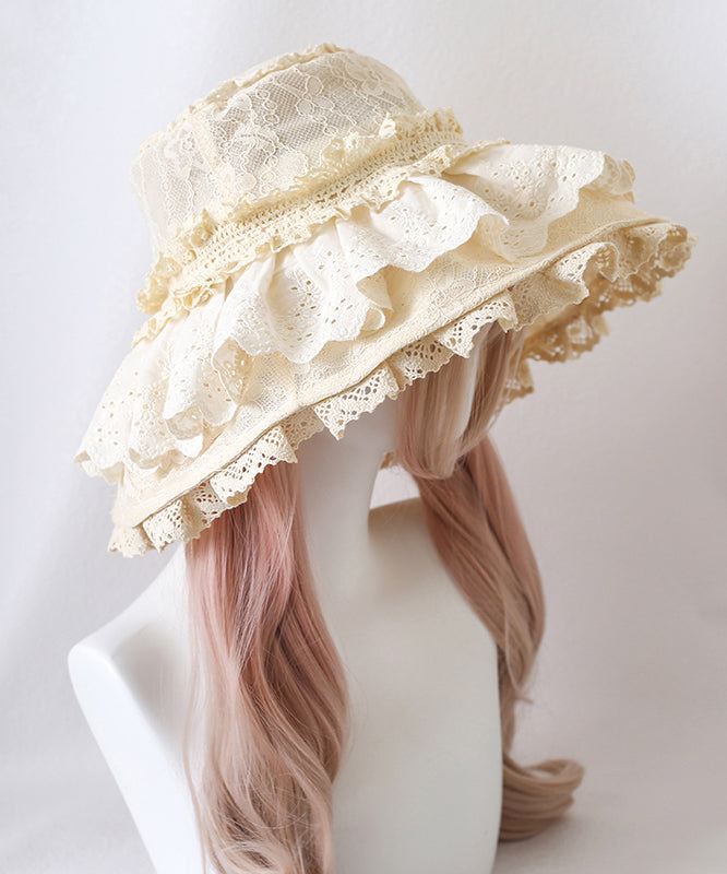 Chic Purple Bow Ruffled Patchwork Floppy Sun Hat