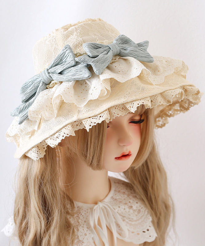 Chic Purple Bow Ruffled Patchwork Floppy Sun Hat