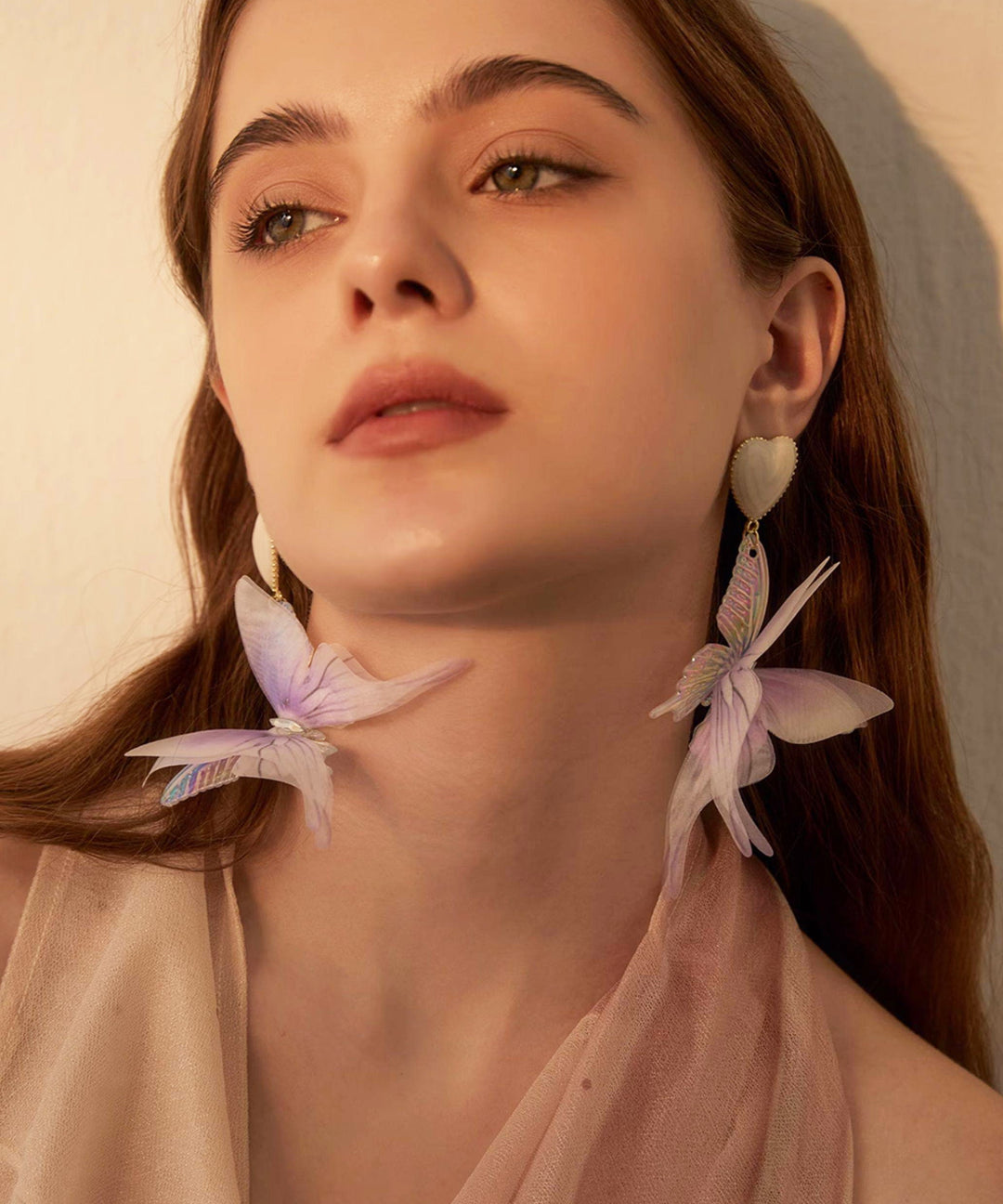 Chic Purple Butterfly Love Acrylic Drop Earrings