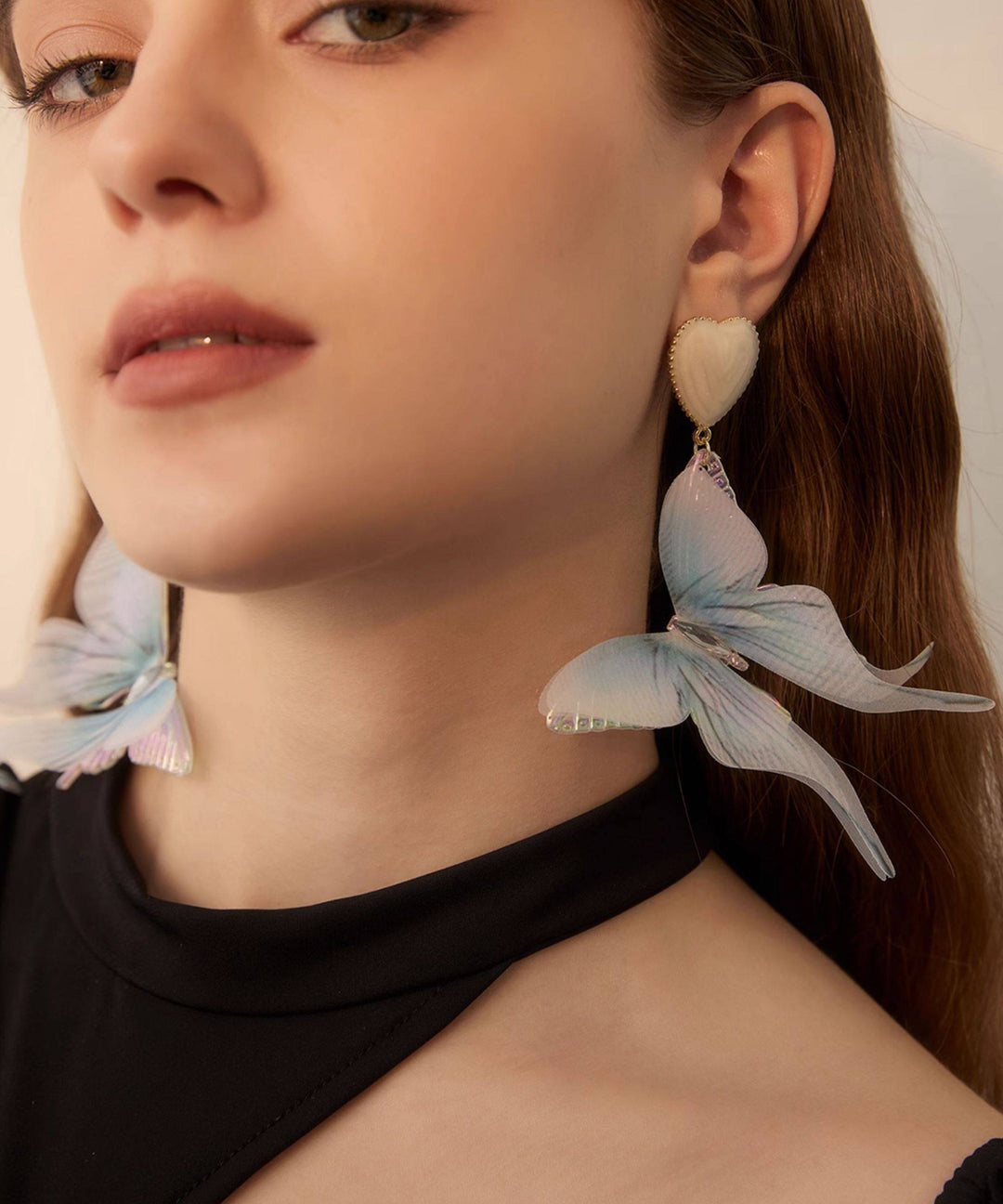 Chic Purple Butterfly Love Acrylic Drop Earrings