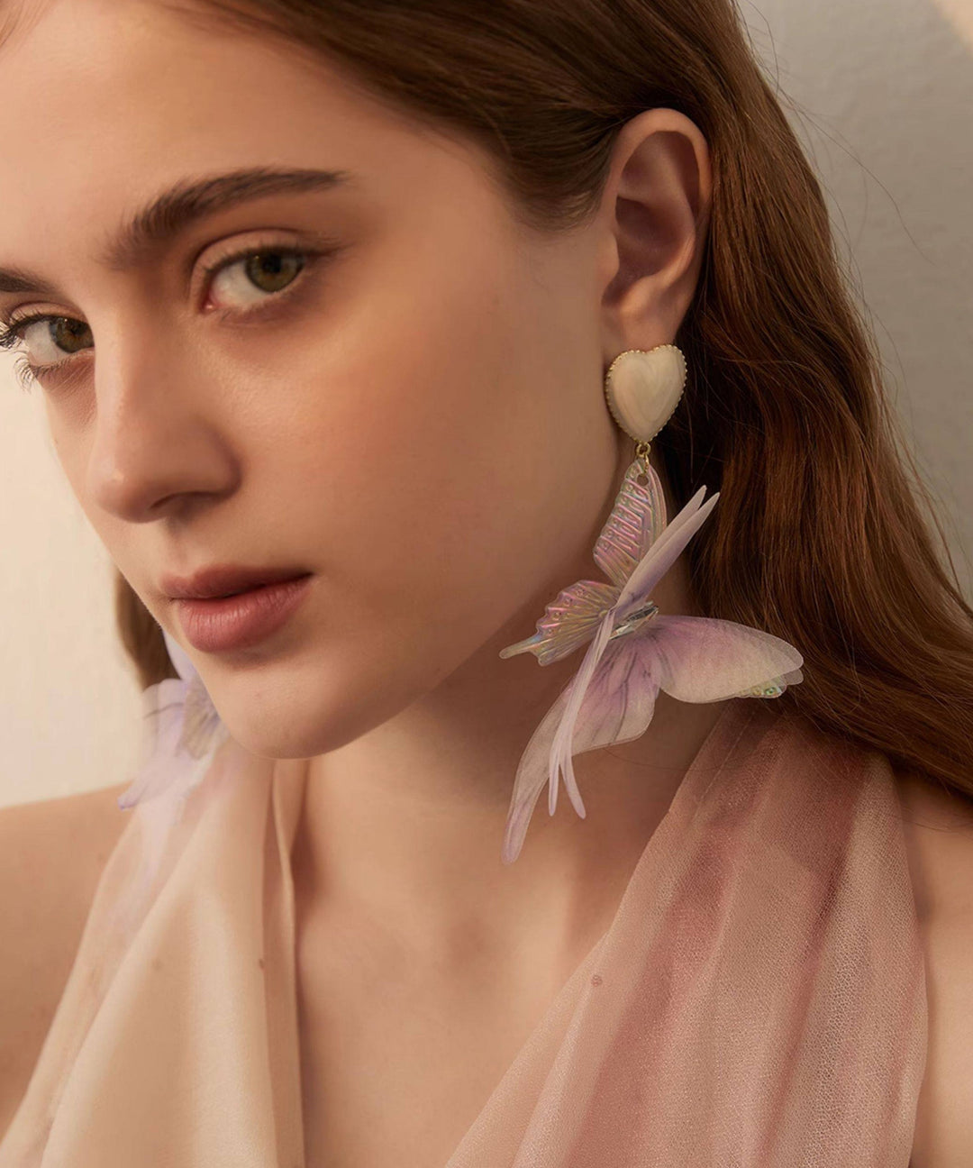 Chic Purple Butterfly Love Acrylic Drop Earrings