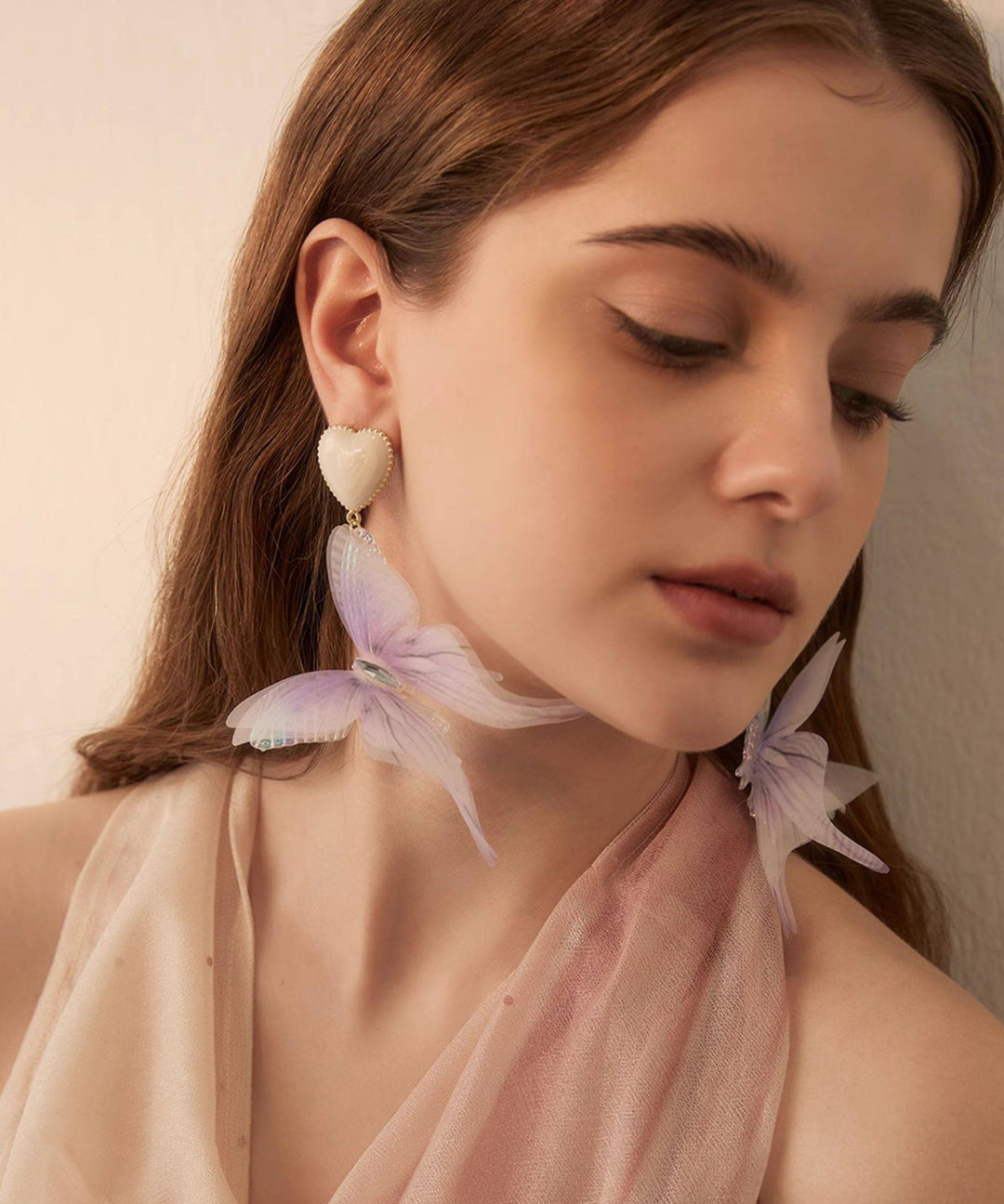 Chic Purple Butterfly Love Acrylic Drop Earrings