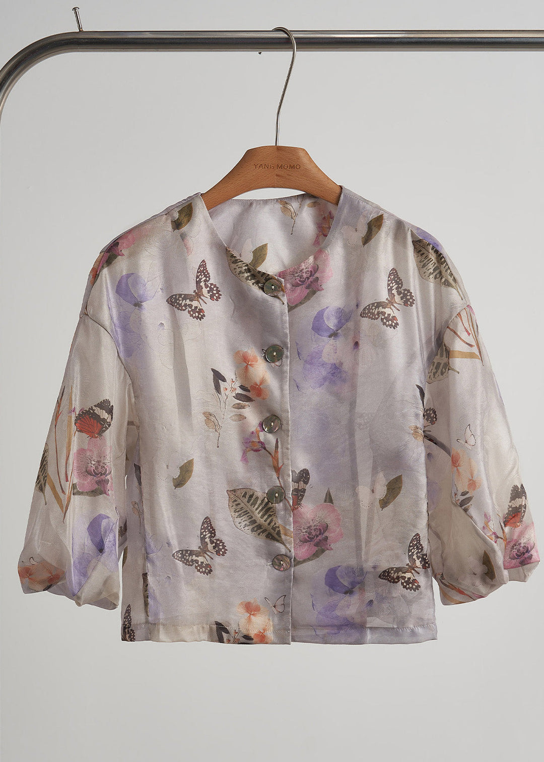 Chic Purple Oversized Print Cotton Shirt Top Fall