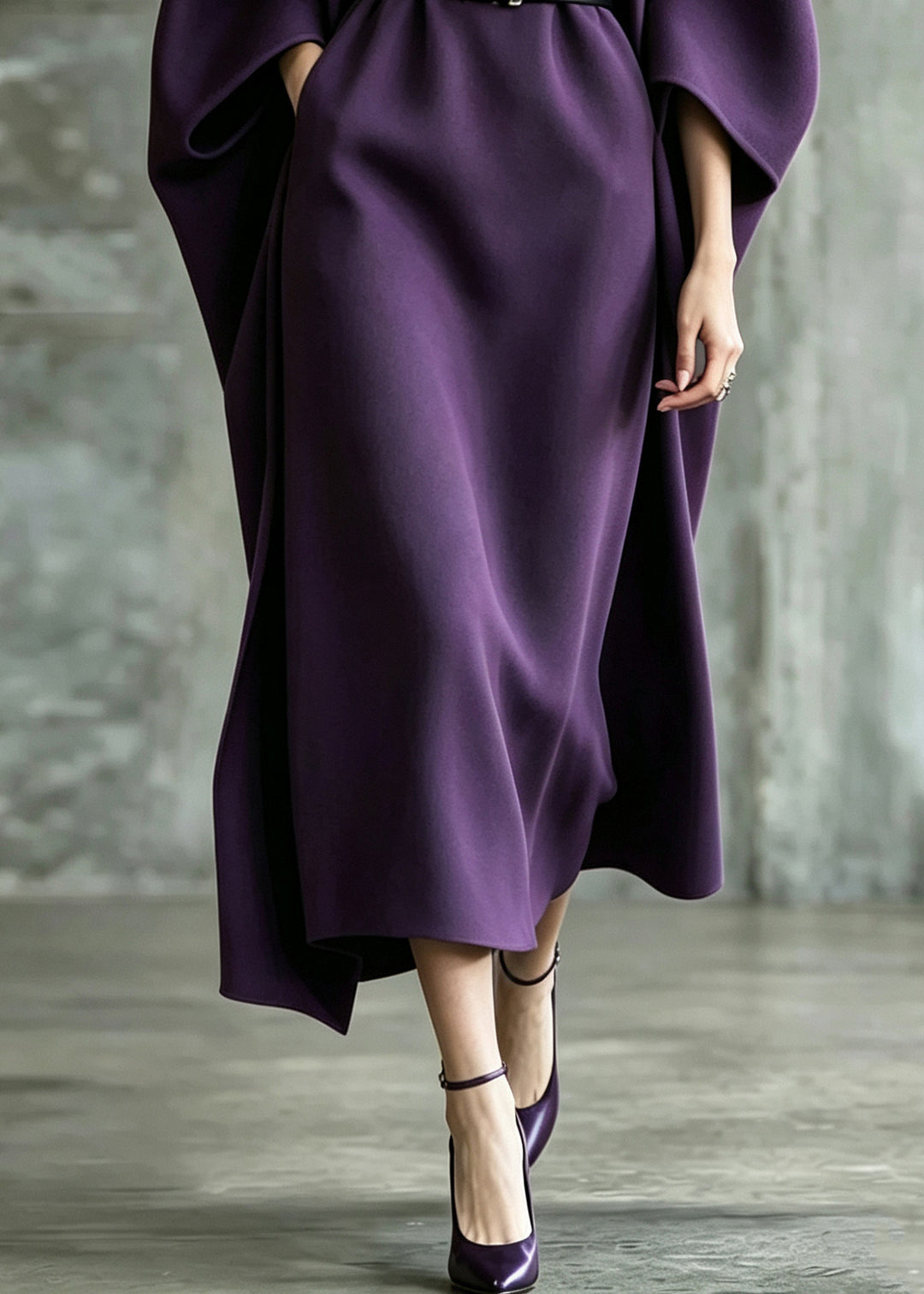 Chic Purple Oversized Woolen Two Pieces Set Winter