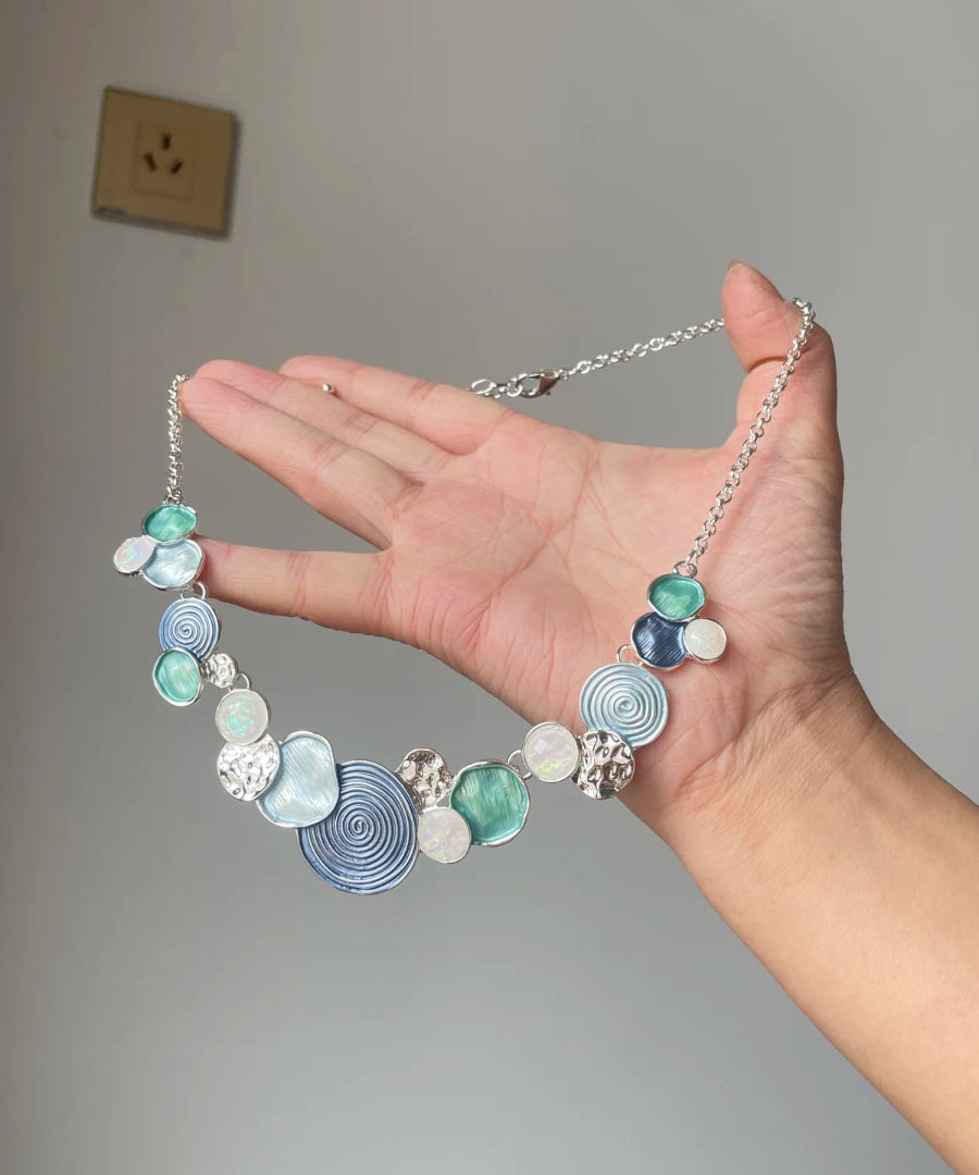 Chic Rainbow Sterling Silver Rose Hollow Out Lariat Necklace
