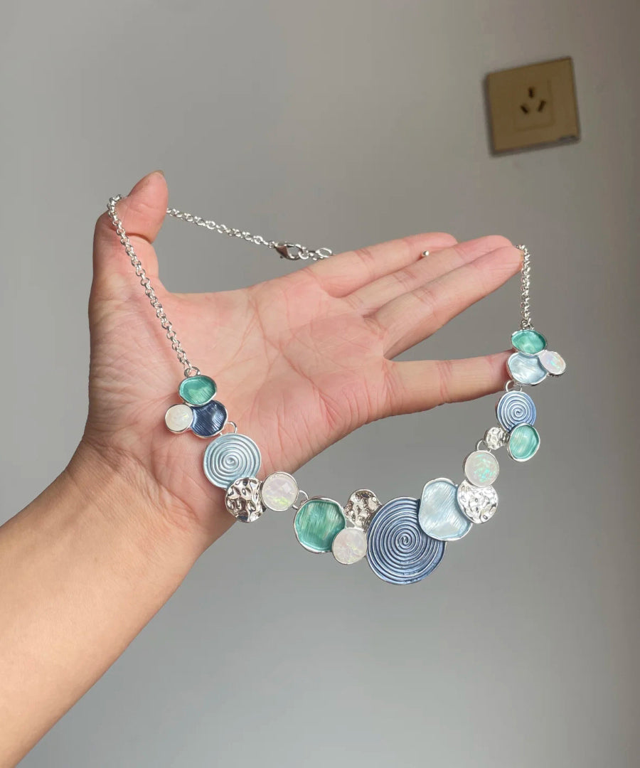 Chic Rainbow Sterling Silver Rose Hollow Out Lariat Necklace