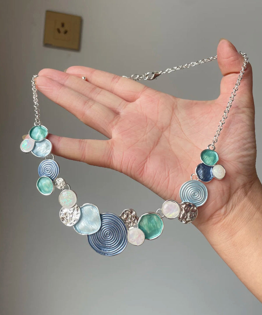 Chic Rainbow Sterling Silver Rose Hollow Out Lariat Necklace