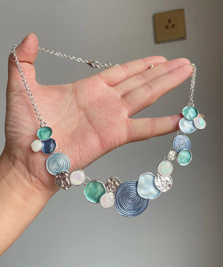 Chic Rainbow Sterling Silver Rose Hollow Out Lariat Necklace