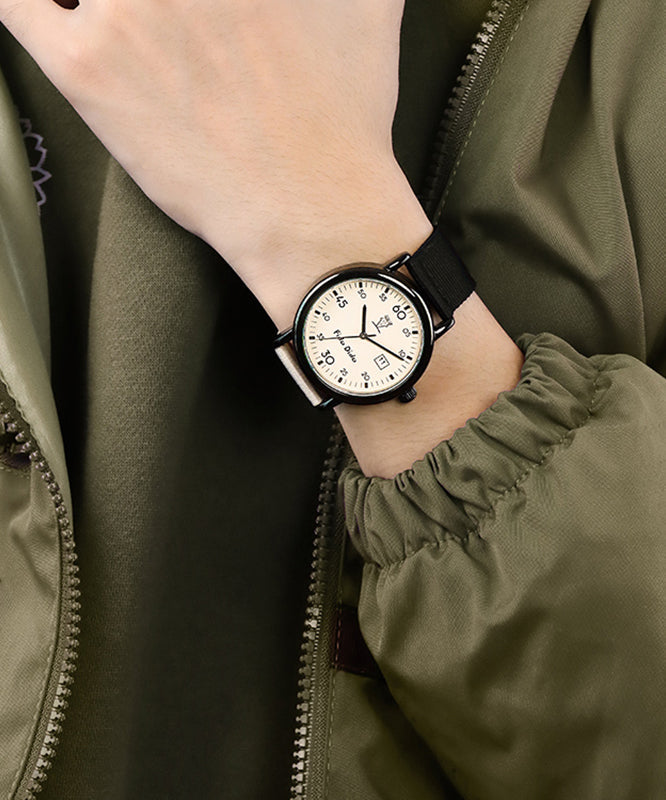 Chic Red Alloy Fabric Quartz Movement Watch