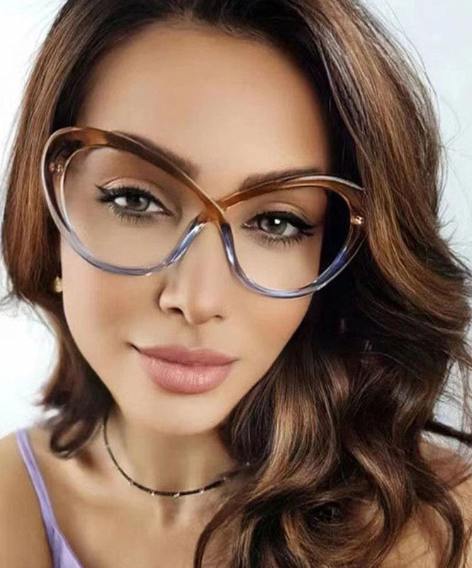 Chic Red Blue PC Blue Light Blocking Intersection Asymmetrical Full Frame Reading Glasses