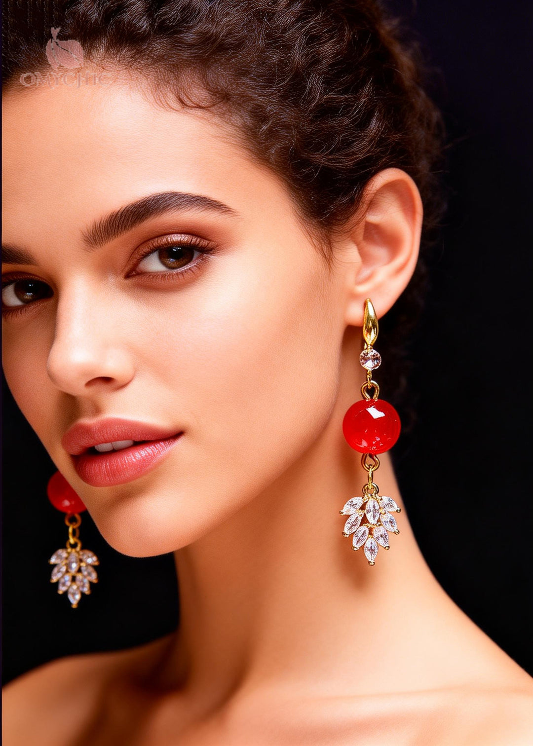 Chic Red Crystal Sparkling Drop Earrings