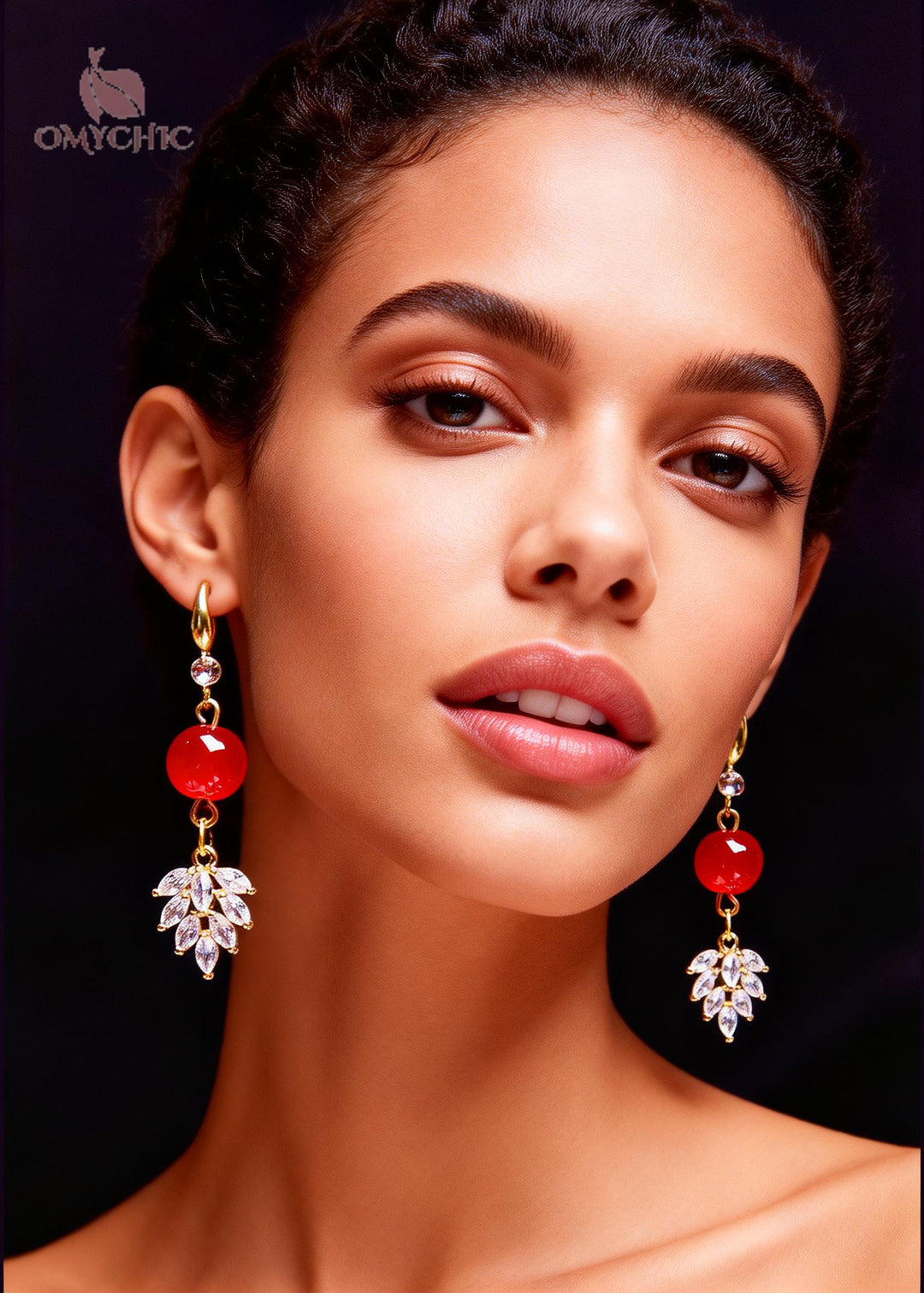 Chic Red Crystal Sparkling Drop Earrings