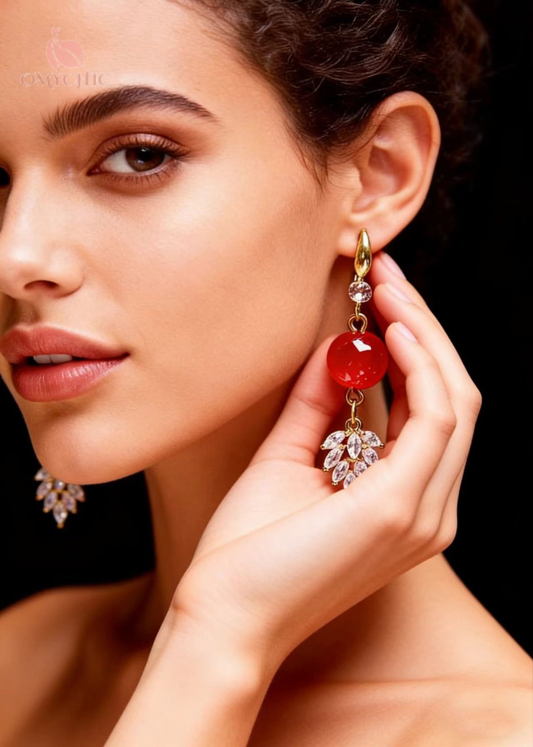 Chic Red Crystal Sparkling Drop Earrings