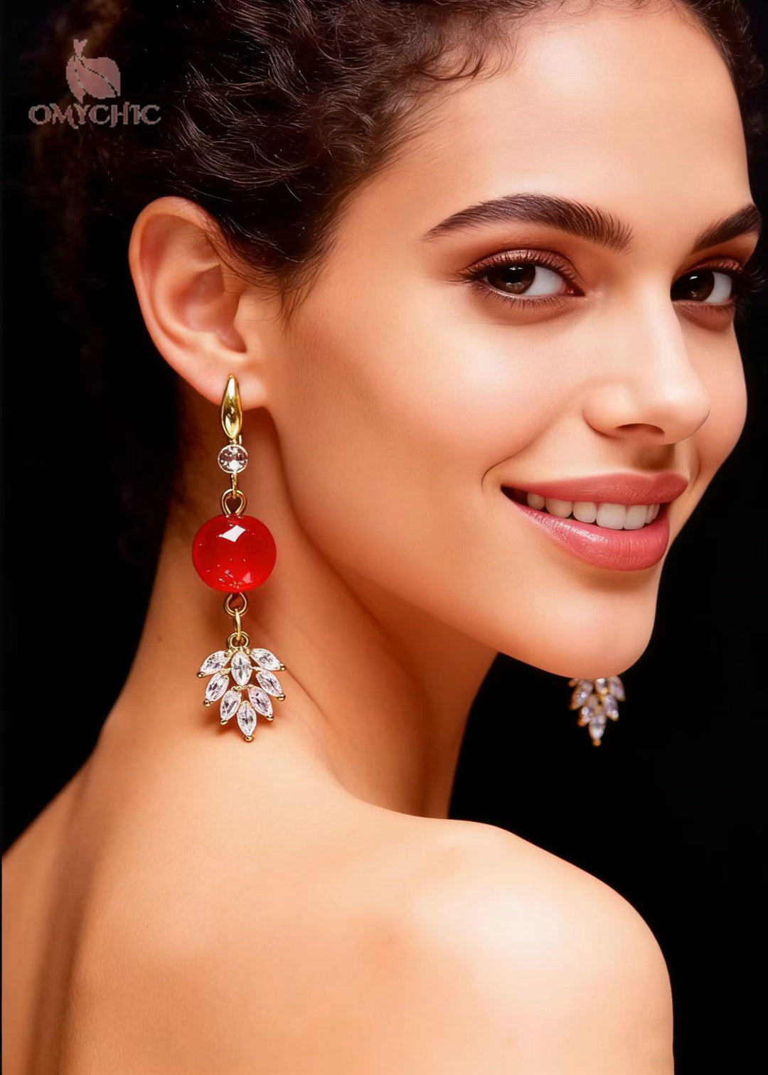 Chic Red Crystal Sparkling Drop Earrings