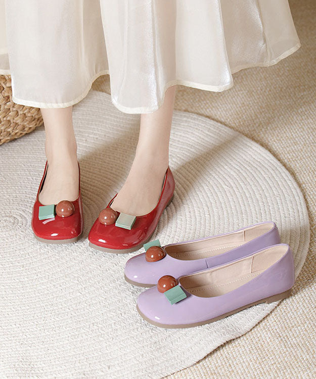 Chic Red Decorated Comfy Penny Loafers Cowhide Leather