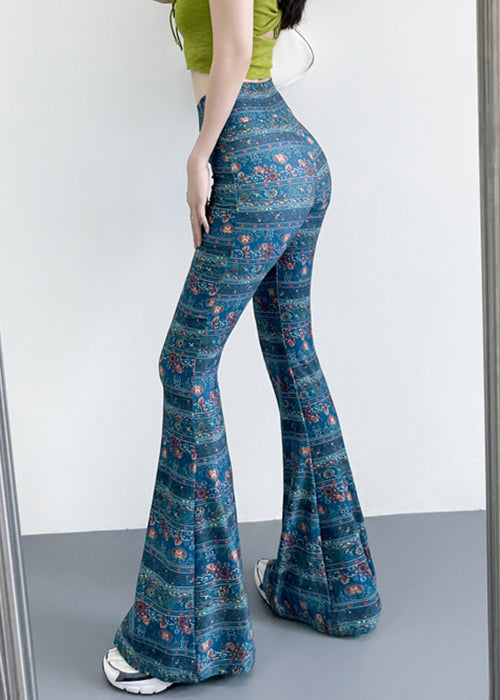 Chic Red Print Elastic Waist Nylon Bottom Trousers