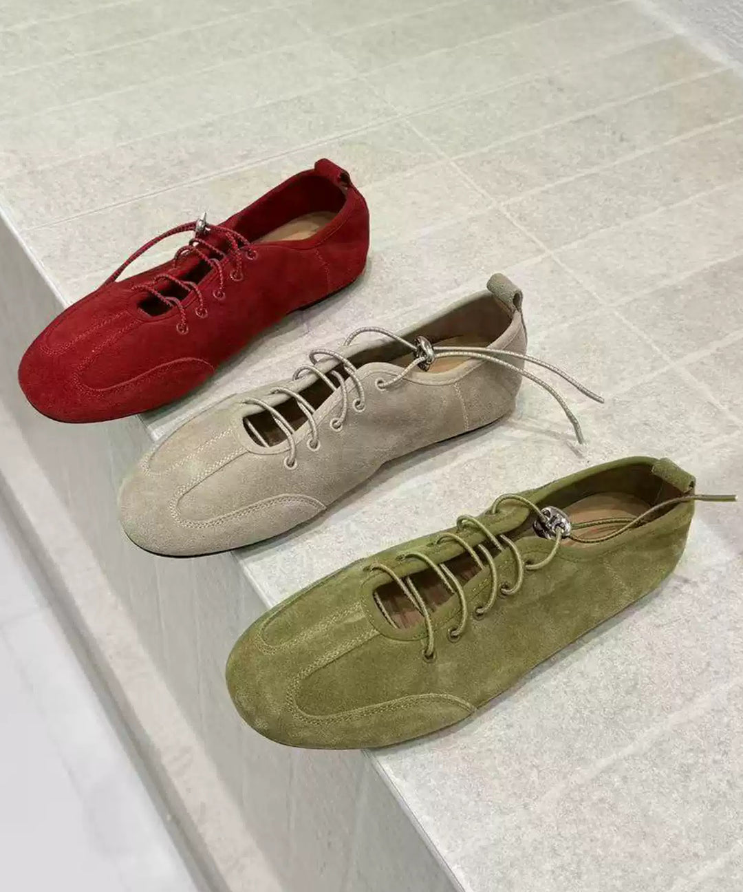 Chic Red Suede Cross Strap Women Splicing Flat Shoes